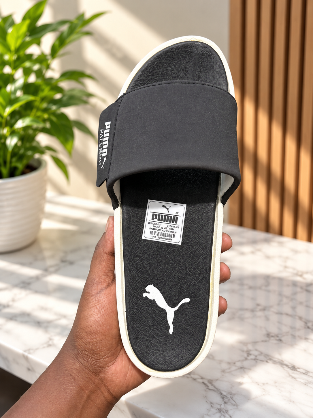 Puma Palermo Black & White Slides for Men
