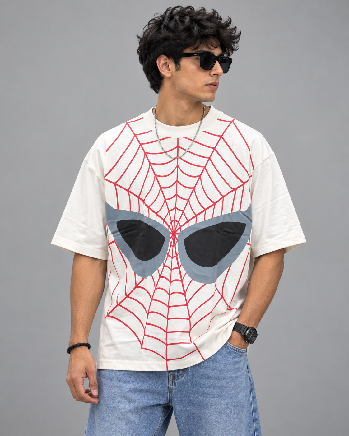 White Spider Web Oversized T-Shirt