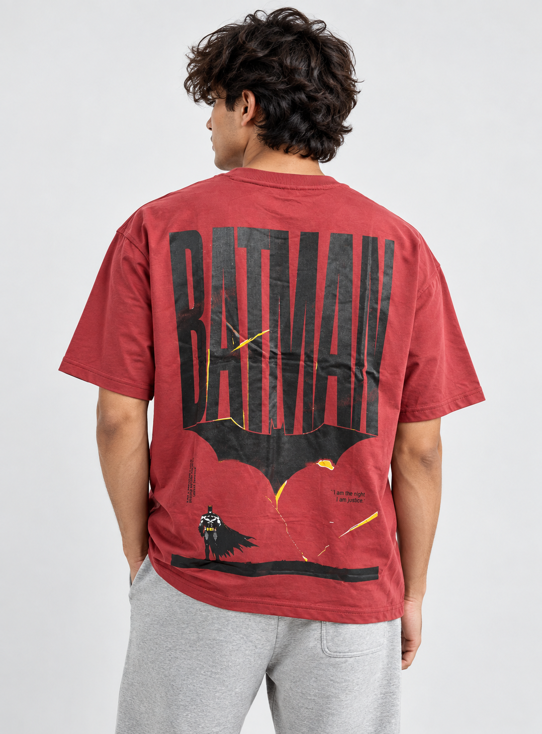 Red Batman Graphic Oversized T-Shirt