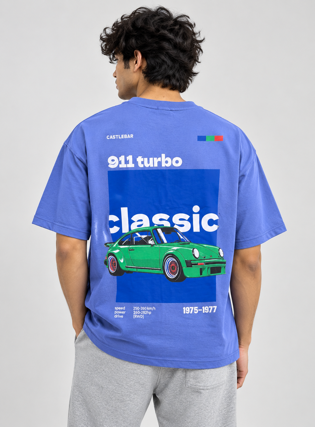 Classic Printed Oversized Men’s T-Shirt – Blue