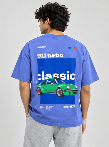 Classic Printed Oversized Men’s T-Shirt – Blue