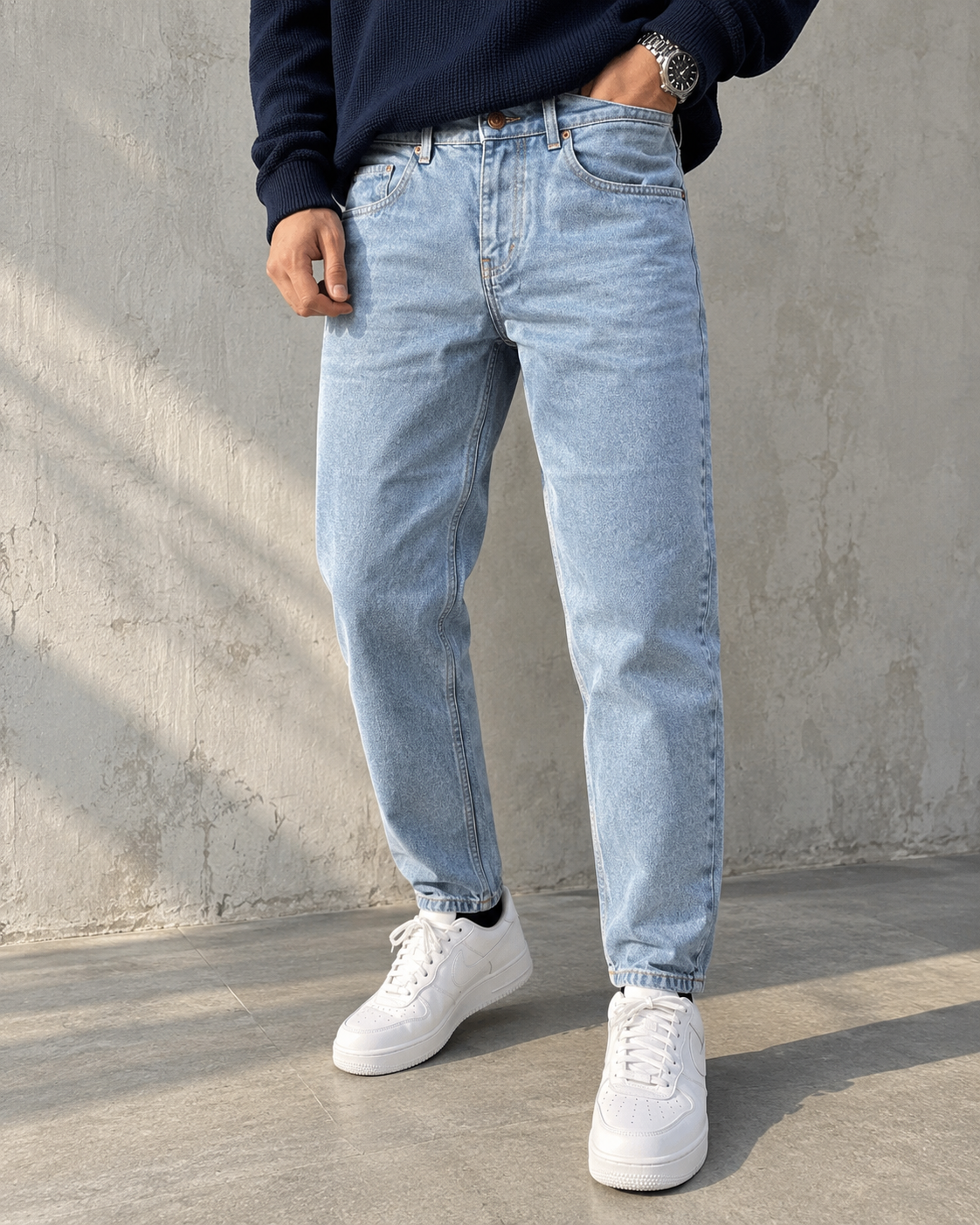 Ice Blue Regular Fit Denim Jeans – Premium Men’s Casual Jeans