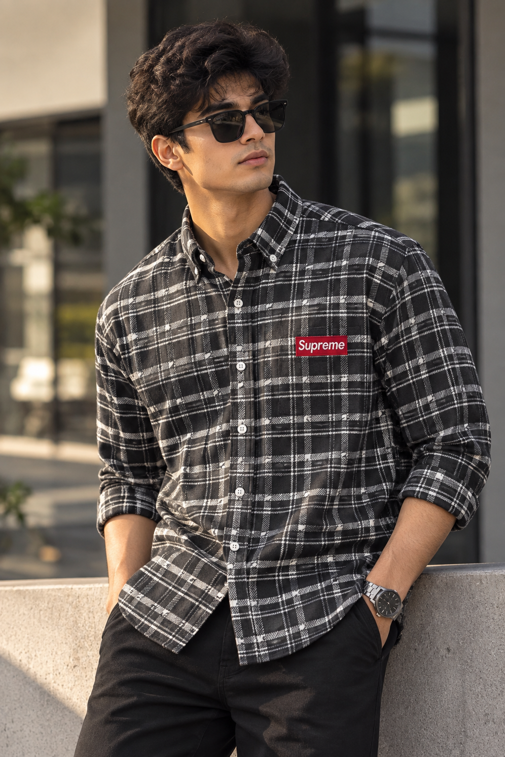 Premium Black Checked Flannel Shirt