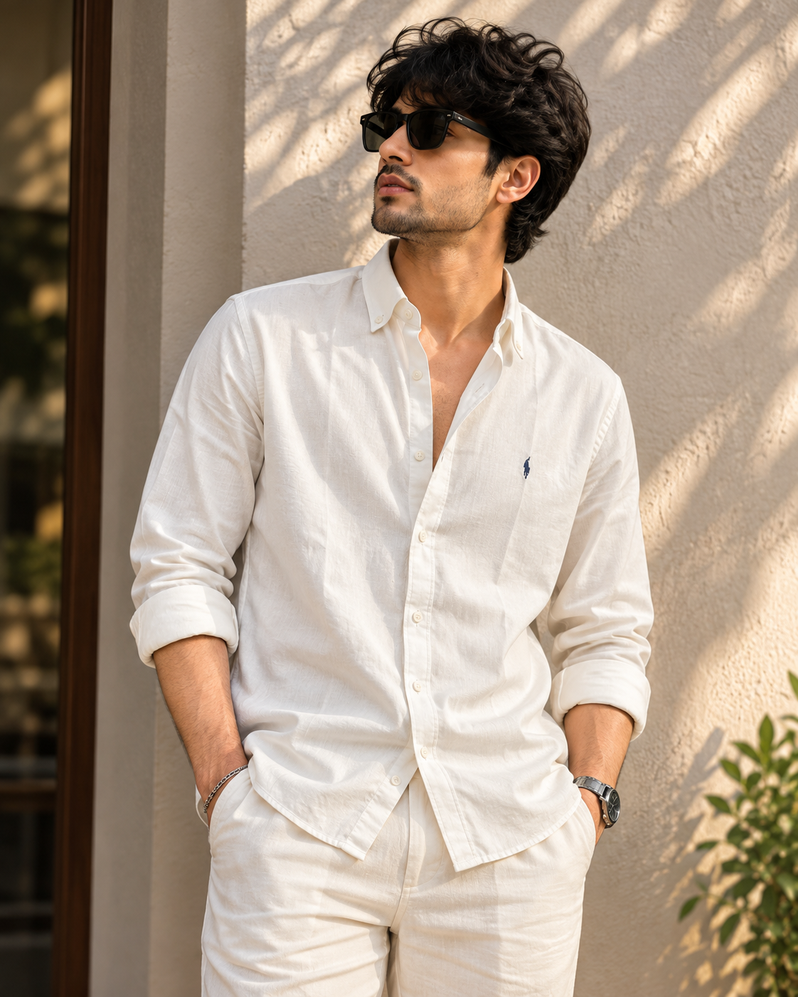Men’s Premium White Textured Full-Sleeve Casual Shirt