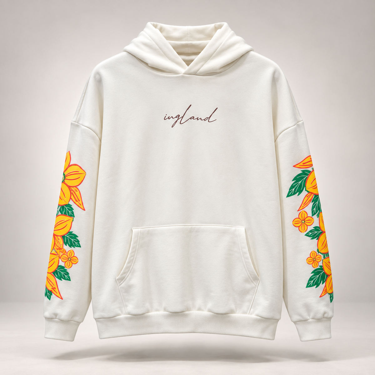 White Blooming Graphic Hoodie