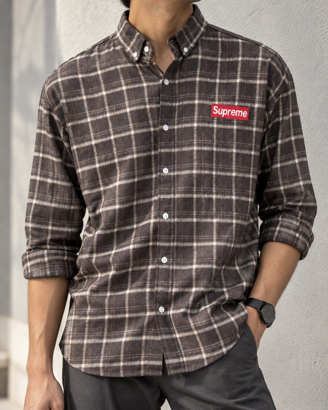Brown Plaid Flannel Shirt