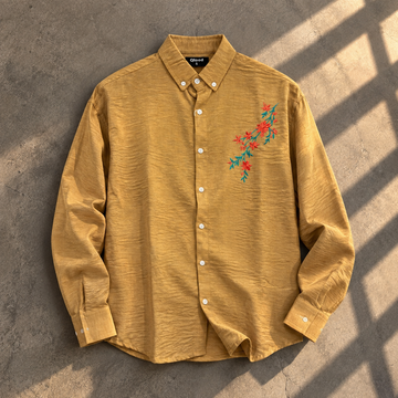 Mustard Yellow Embroidered Casual Shirt