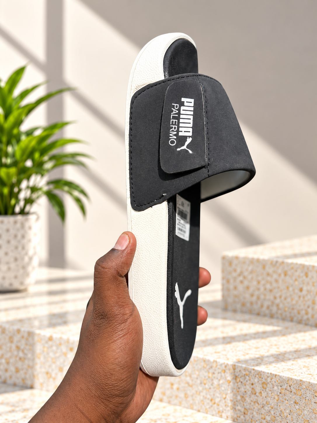 Puma Palermo Black & White Slides for Men