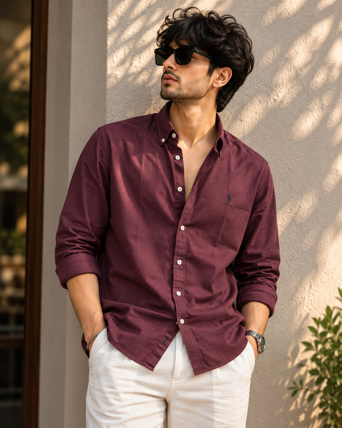 Men’s Premium Burgundy Full-Sleeve Casual Shirt